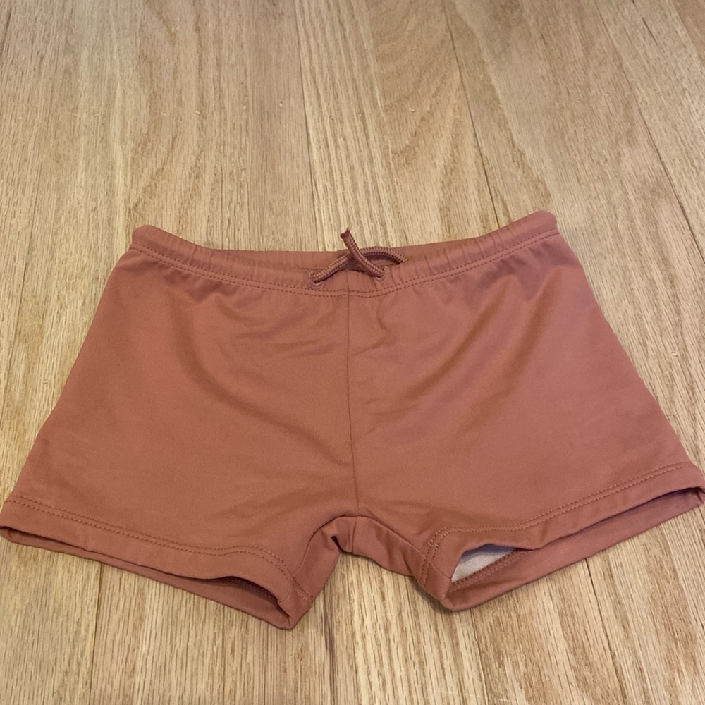 konges sløjd unisex swim pants, shorts with tie waist, mauve, kids sz 92/98